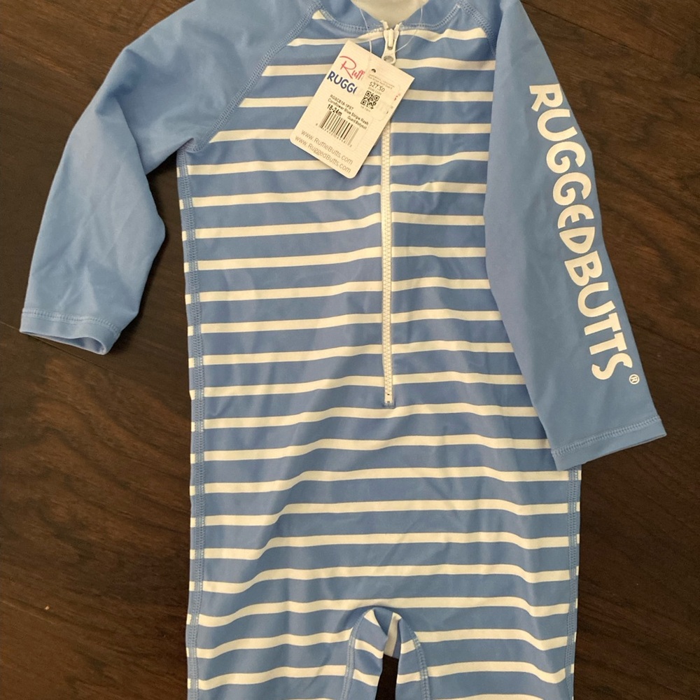 Blue Striped baby rash guard